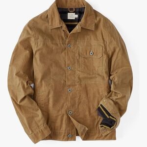 Flint And Tinder Lined Waxed Canvas Trucker Jacket in Field Tan